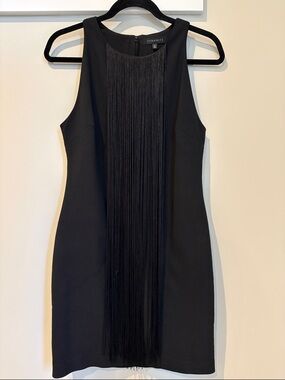 Dynamite Black Sleeveless Fringe Bodycon Mini Dress